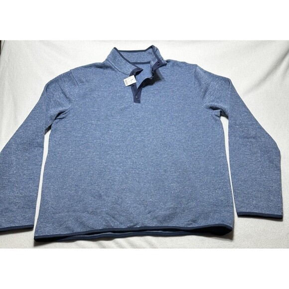 J Crew Men’s Large Blue Fleece 1/4 snap Button Sweatshirt #BU761 - Picture 1 of 12